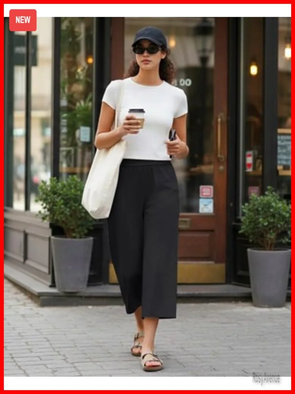 Lightweight Flowy Wide Leg Capri Pants with Pockets for Travel Beach